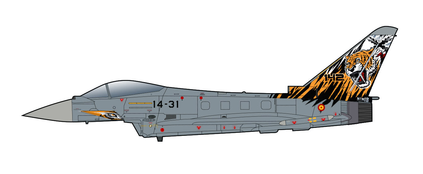 Eurofighter Typhoon 142 Squadron Spanish Air Force 2018, 1:72 Scale Diecast Model Illustration