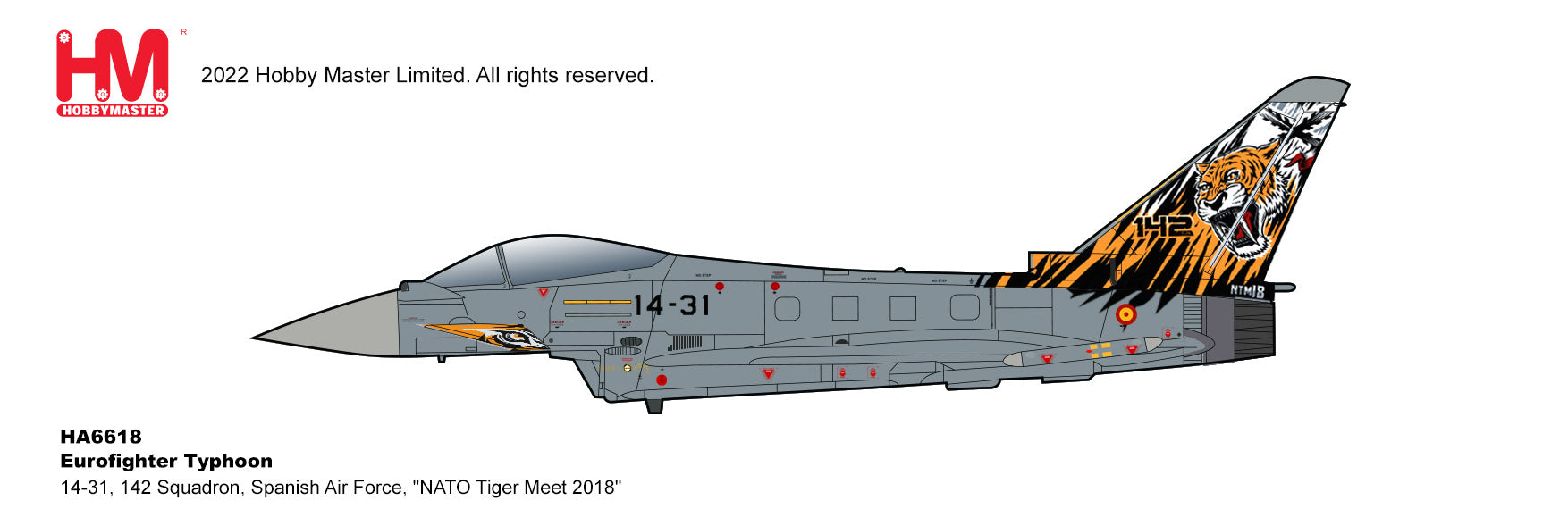 Eurofighter Typhoon 142 Squadron Spanish Air Force 2018, 1:72 Scale Diecast Model Illustration