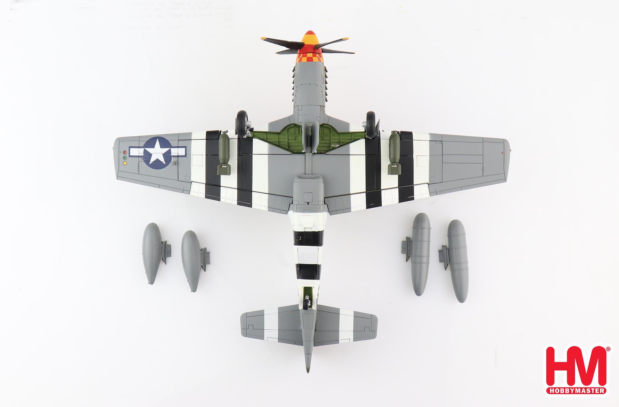 North American P-51B Mustang 363rd Fighter Squadron 1944, 1:48 Scale Diecast Model Bottom View