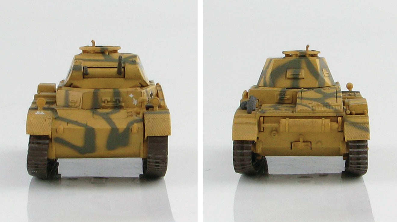 Sd.Kfz.121 Panzer II Ausf. F Light Tank German 6th Pz. Div. 1943, 1:72 Scale Diecast Model Front & Rear View