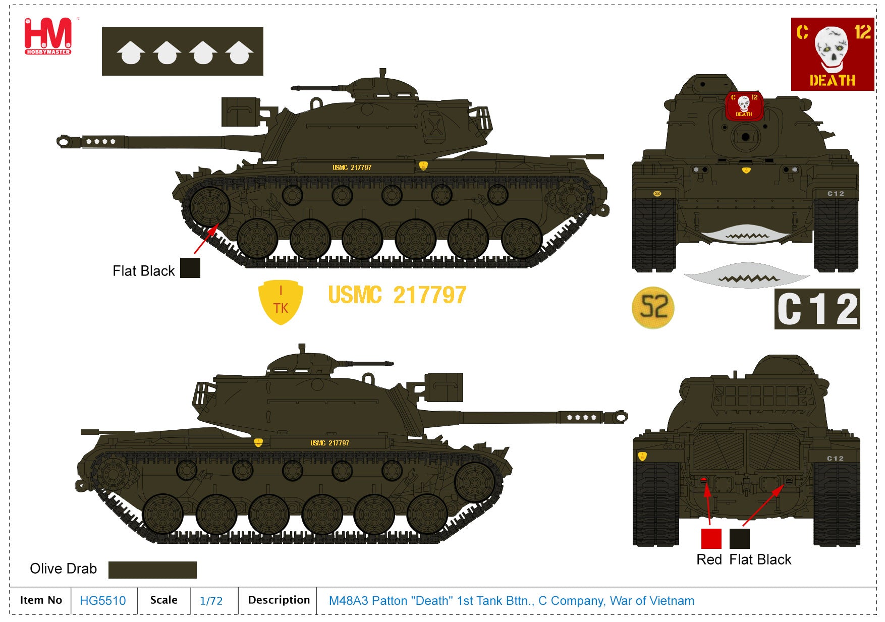 Hobby Master | M48A3 Patton Tank “Death” USMC 1st Tank Battalion