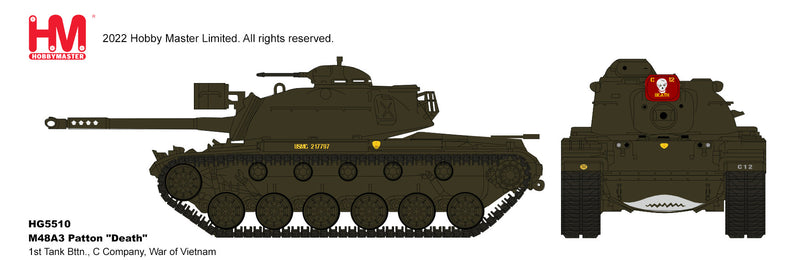 M48A3 Patton Tank “Death” USMC 1st Tank Battalion Vietnam War, 1:72 Scale Diecast Model Illustration