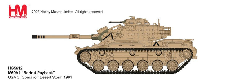 M60A1 Tank “Beirut Payback” USMC, Operation Desert Storm 1991, 1:72 Scale Diecast Model Illustration