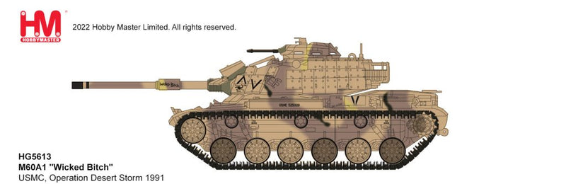 M60A1 Tank “Wicked Bitch” USMC, Operation Desert Storm 1991, 1:72 Scale Diecast Model Illustration