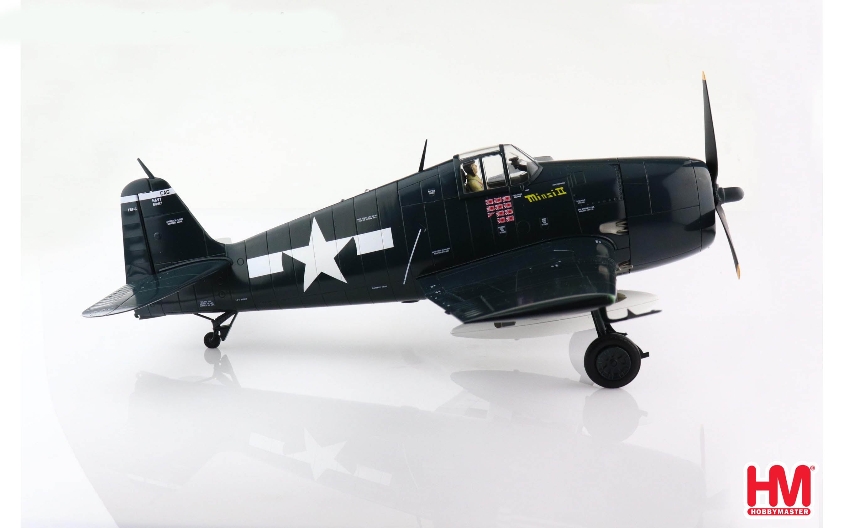 Grumman F6F-5 Hellcat “Minsi II” USS Essex 1944, 1/32 Scale Diecast Model Right Side View