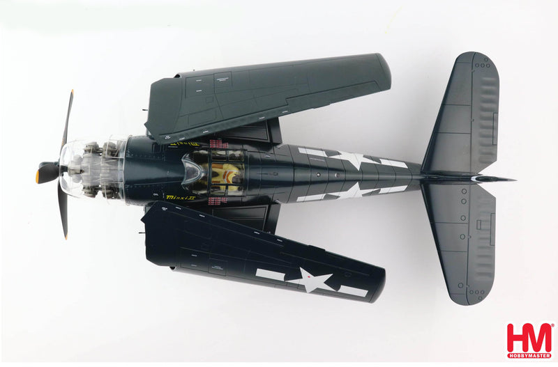 Grumman F6F-5 Hellcat “Minsi II” USS Essex 1944, 1/32 Scale Diecast Model Folded Wings Top View