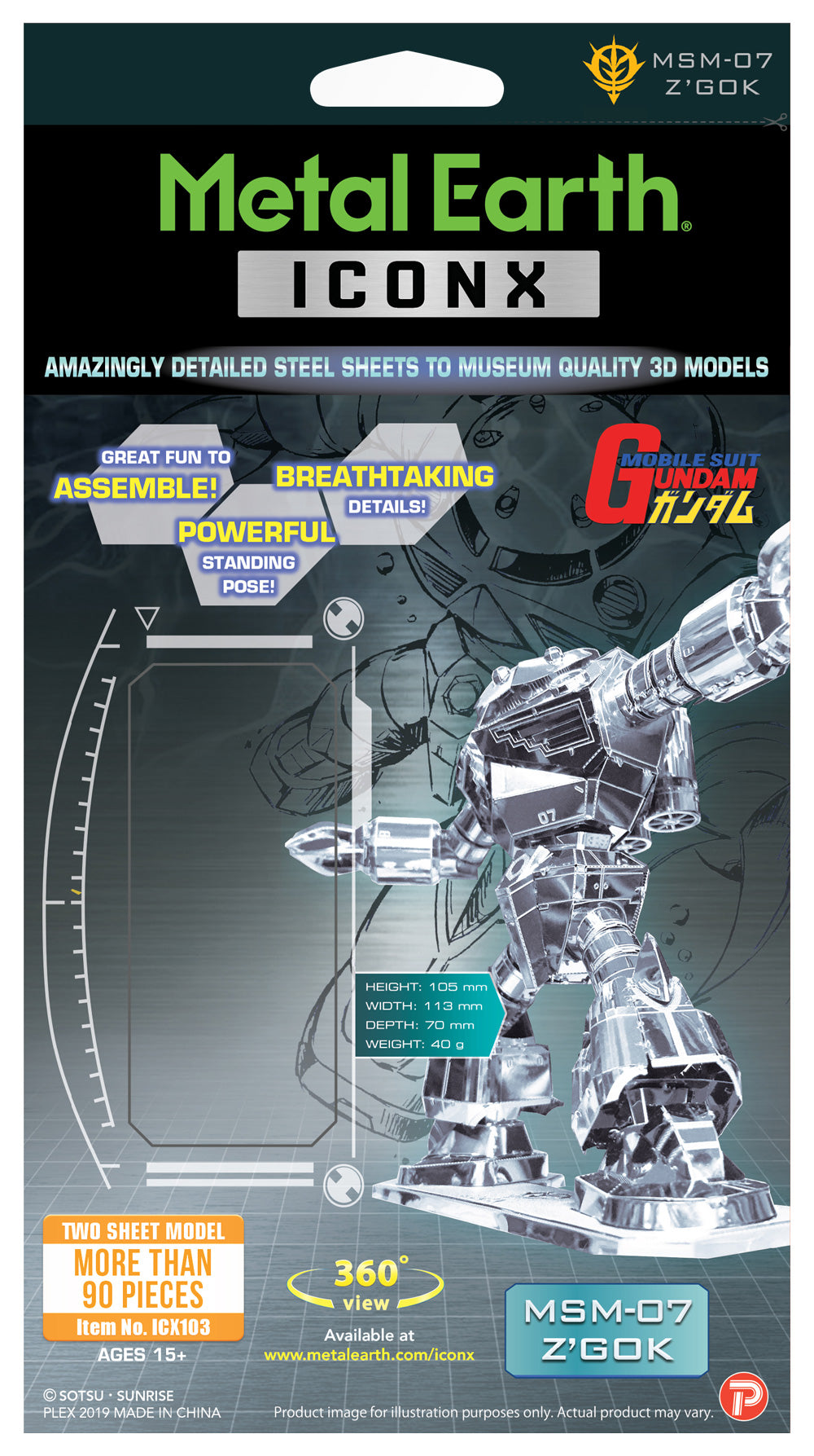 Gundam Z’Gok Metal Earth Iconx Model Kit Box Front