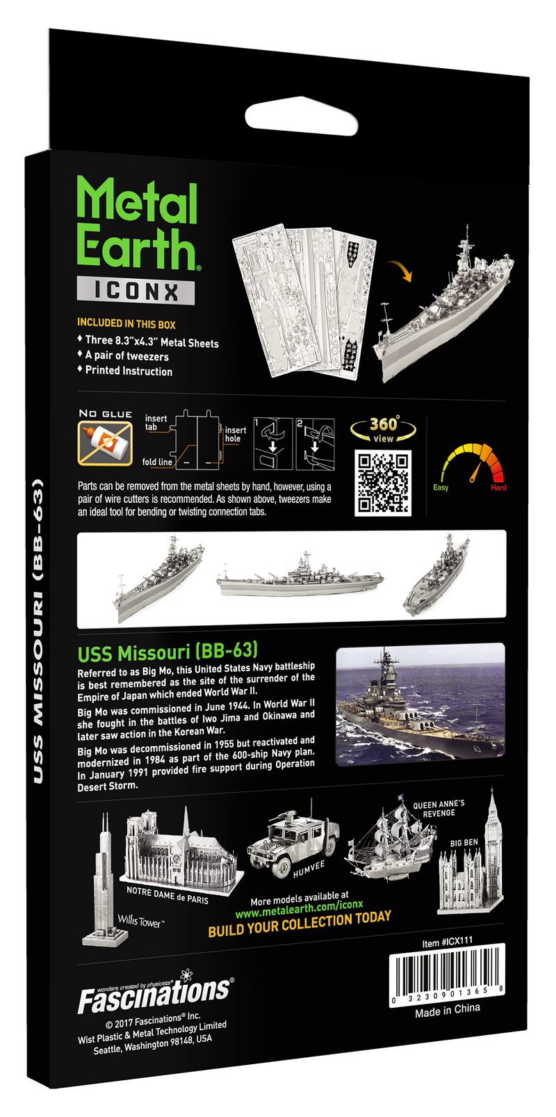 USS Missouri BB-63 Metal Earth Iconx Model Kit