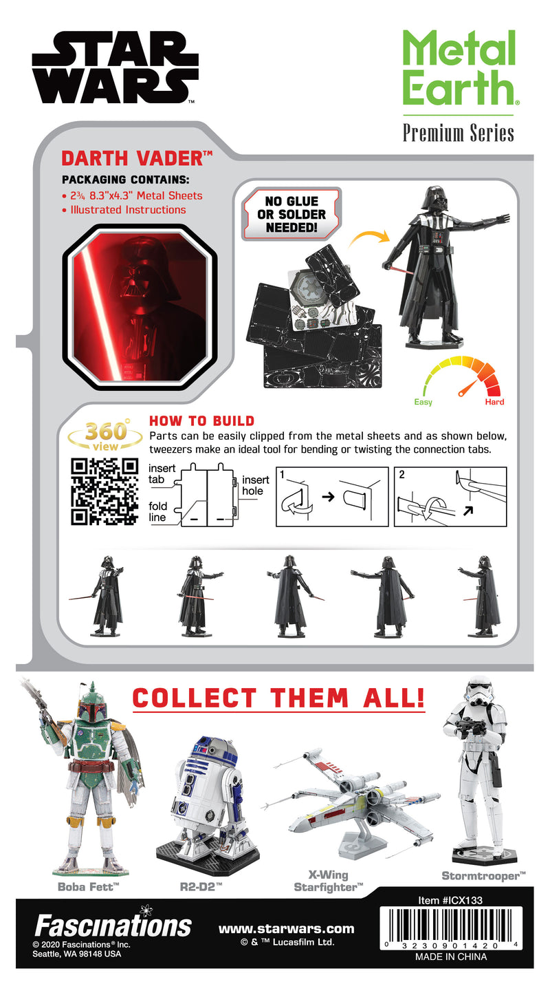 Star Wars Darth Vader Metal Earth Iconx Model Kit  Package Rear