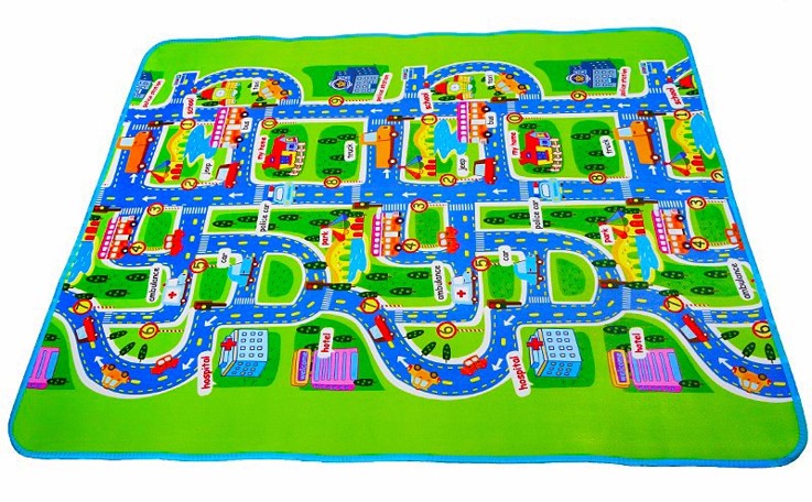 Kids Play Mat City Scene 63” x 51” With Non-Slip Backing By Imiwei
