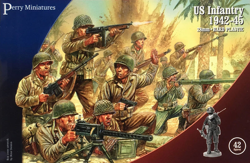 US Infantry 1942 - 1945, 28 mm Scale Model Plastic Figures By Perry Miniatures