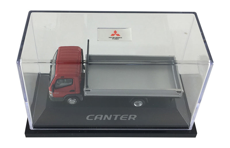 Mitsubishi Fuso Canter F E (Sterling 360) Small Utility Flat Bed (Red Cab) Scale 1:87 (HO Scale) Model By Promotex Display Case