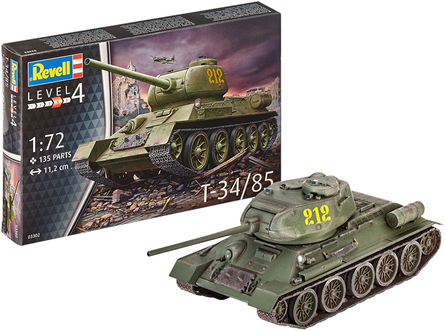 T-34/85 Soviet Tank 1/72 Scale Model Kit By Revell Germany