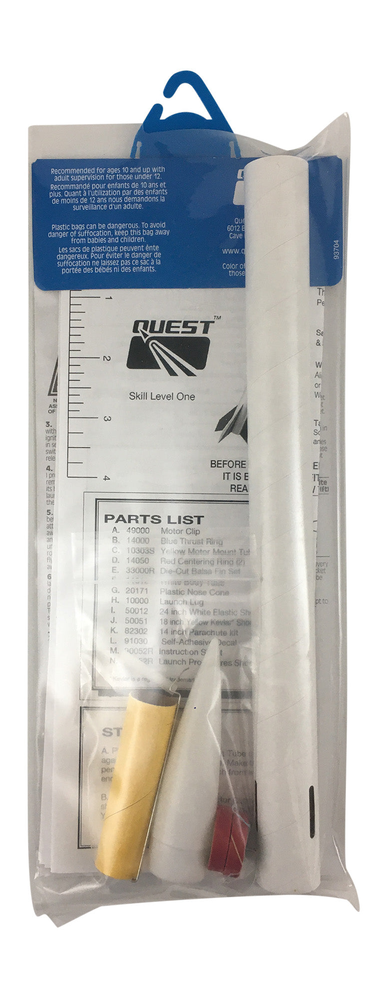 Astra I Model Rocket Kit by Quest Aerospace Package Back