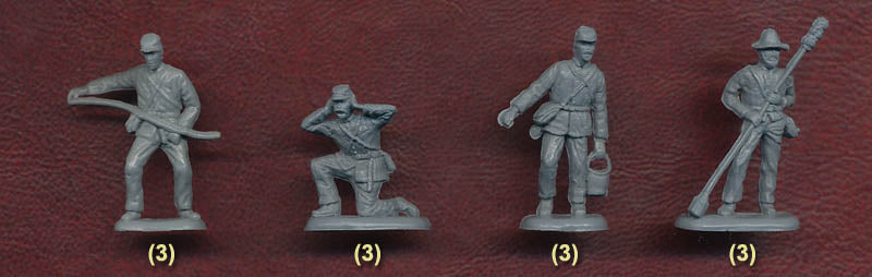 American Civil War Confederate Artillery, 1/72 Scale Plastic Figures  Gun Crew