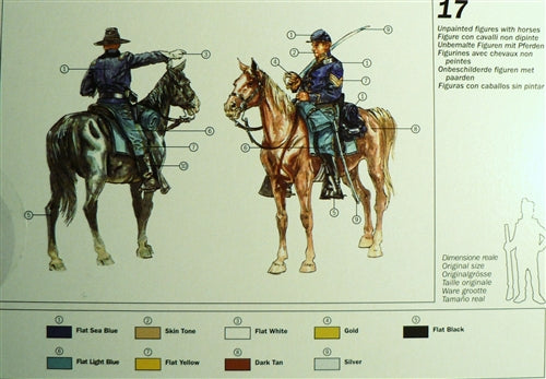 American Civil War Union Cavalry, 1/72 Scale Plastic Figures Back Of Box