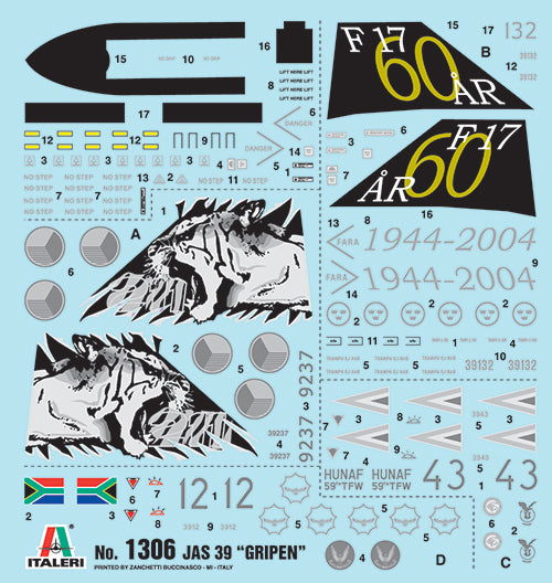 JAS 39 Gripen 1/72  Scale Model Kit Decals