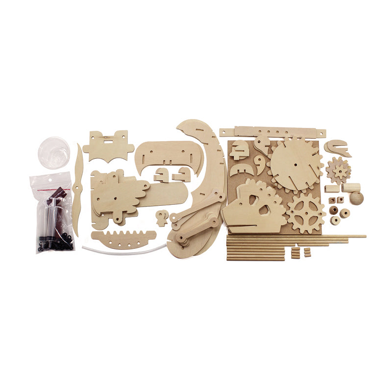 Hydraulic Gearbot Wooden Kit Contents By Pathfinder Design