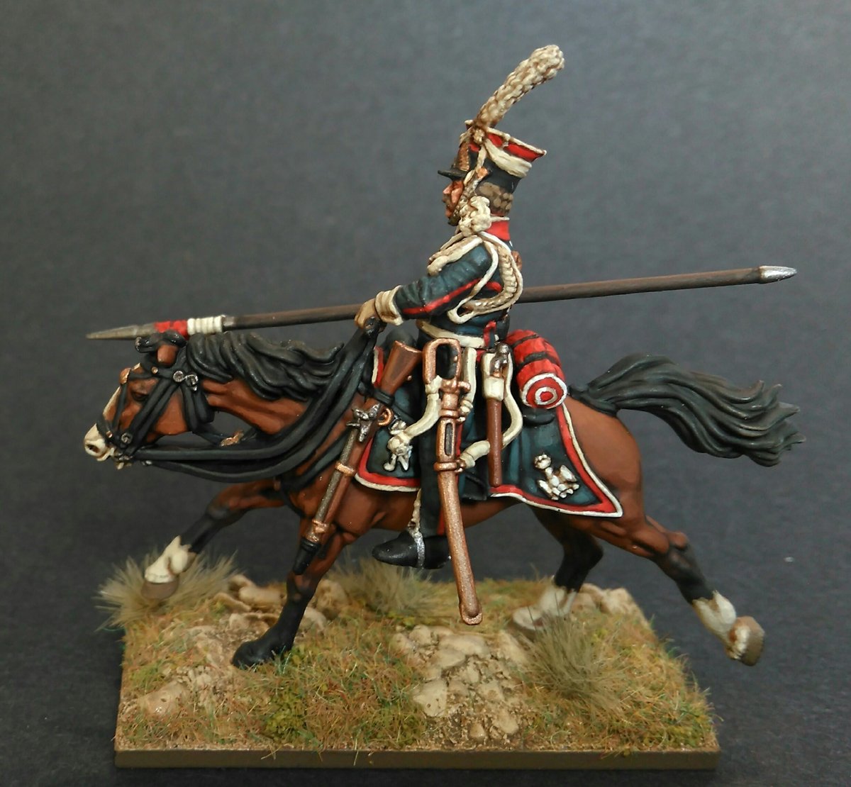 Napoleonic French Imperial Guard Lancers, 28 mm Scale Model Plastic Figures Detailed Side View