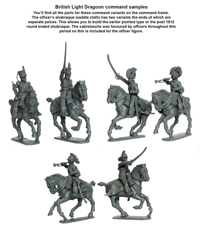 Napoleonic British Light Dragoons 1808- 1815, 28 mm Scale Model Plastic Figures Command Samples