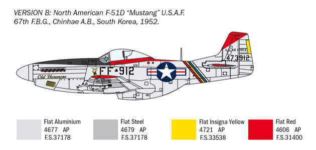 North American F-51D Korean War, 1/72 Scale Plastic Model Kit USAF Livery 1952