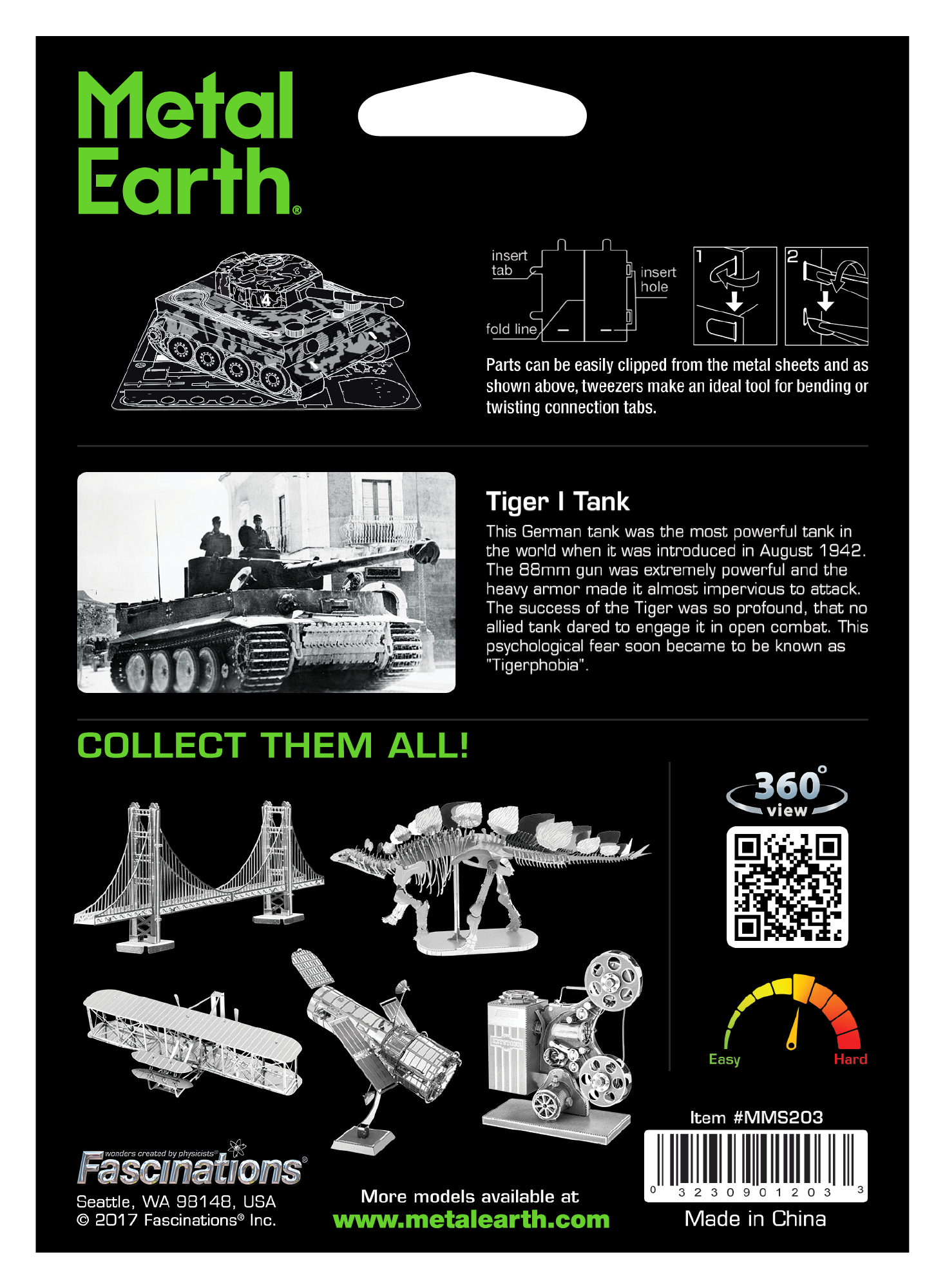 Tiger I Tank Metal Earth Model Kit Back