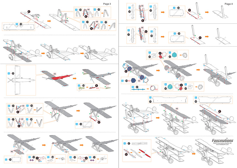 Fokker DR.1 Triplane Metal Earth Model Kit Instructions Page 3 & 4