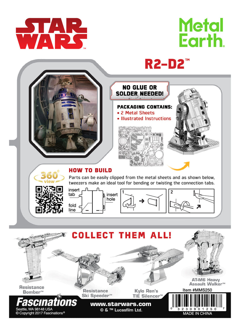 Star Wars R2-D2 Metal Earth Model Kit  Package Back