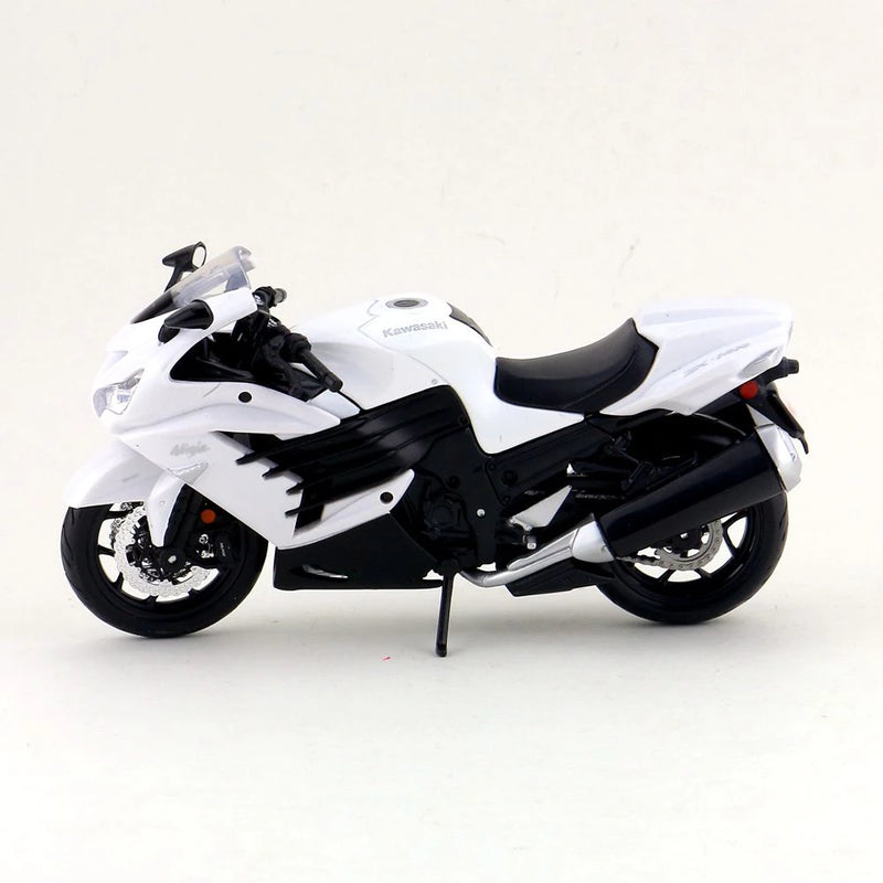 Kawasaki Ninja ZX-14R (White) 1/12 Scale Motorcycle Model Left Side View