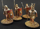 Early Imperial Roman Legionaries Advancing, 28 mm Scale Model Plastic Figures Command Close Up