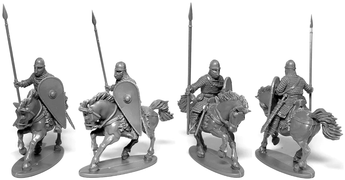 Norman Cavalry, 28 mm Scale Model Plastic Figures Unpainted  Mounted Spearman