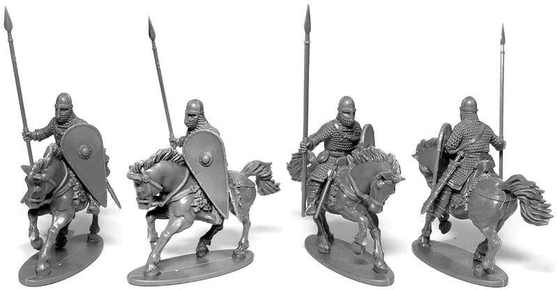 Norman Cavalry, 28 mm Scale Model Plastic Figures Unpainted  Mounted Spearman