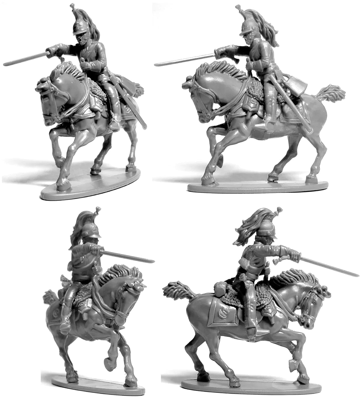 Napoleonic British Heavy Dragoons, 28 mm Scale Model Plastic Figures Example Different Views