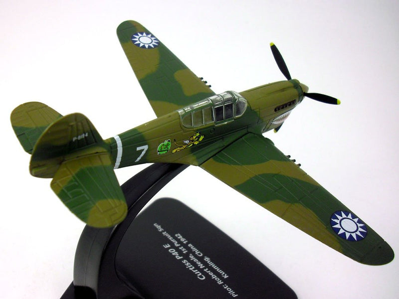 Curtiss P-40E Warhawk “Flying Tigers”, 1:72 Scale Model By Oxford Diecast Top Right View