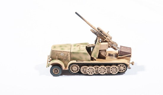 Sd.Kfz 8 DB9 Halftrack with 8.8 cm Flak 18, 1/72 Scale Diecast Model Elevated Barrel