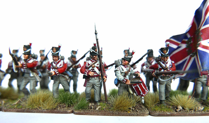 Napoleonic Waterloo British Infantry Centre Companies, 28 mm Scale Model Plastic Figures Kit Painted Example