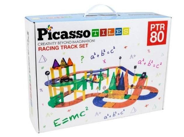 Race Track 80 Piece Magnetic Building Block Tiles Set By Piccaso Tile