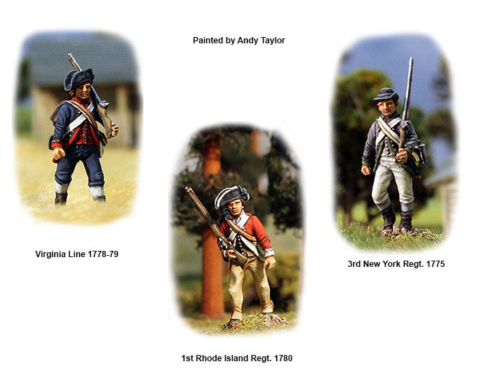 American War Of Independence Continental Infantry 1776-1783, 28 mm Scale Model Plastic Figures Painted Sample