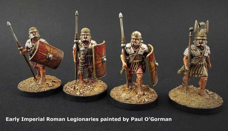 Early Imperial Roman Legionaries Advancing, 28 mm Scale Model Plastic Figures Painted Close Up