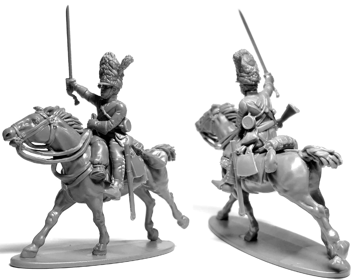 Napoleonic British Heavy Dragoons, 28 mm Scale Model Plastic Figures Example Side And Rear View