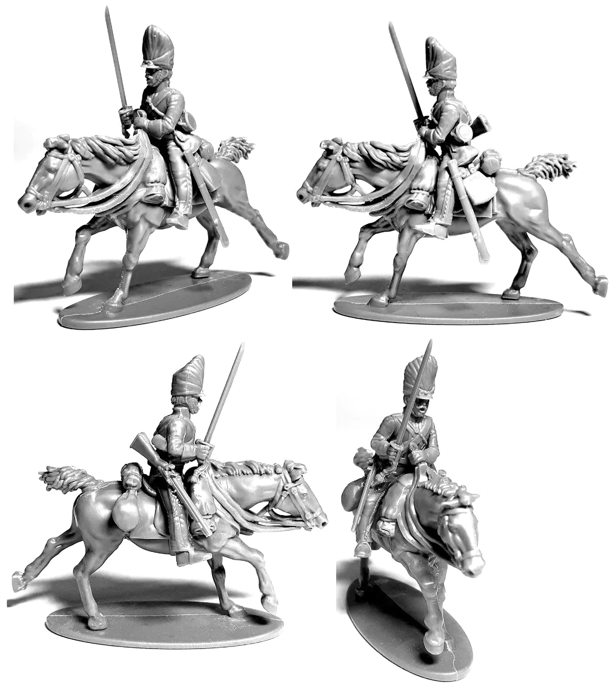 Napoleonic British Heavy Dragoons, 28 mm Scale Model Plastic Figures Example Different Views