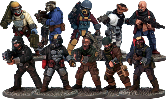 Stargrave Mercenaries, 28 mm Scale Model Plastic Figures Painted Examples