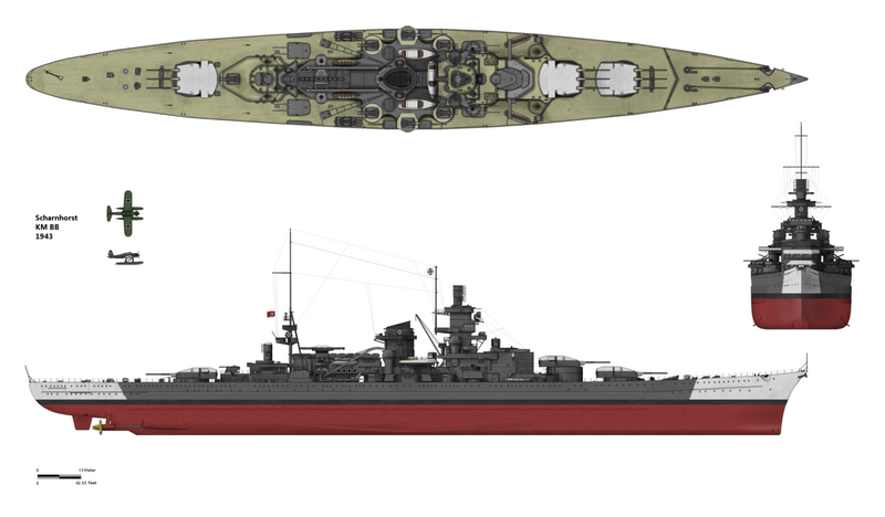 German Kriegsmarine Battleship Scharnhorst 1943