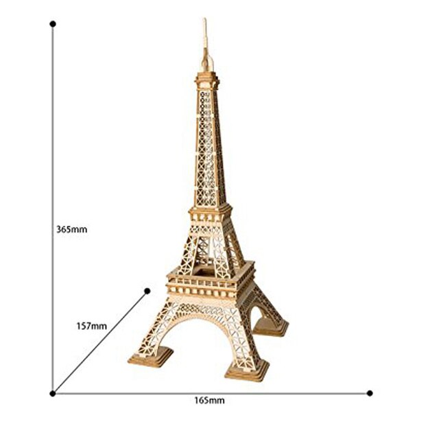 Robotime Eiffel Tower 3D Wooden Puzzle Kit Dimensions
