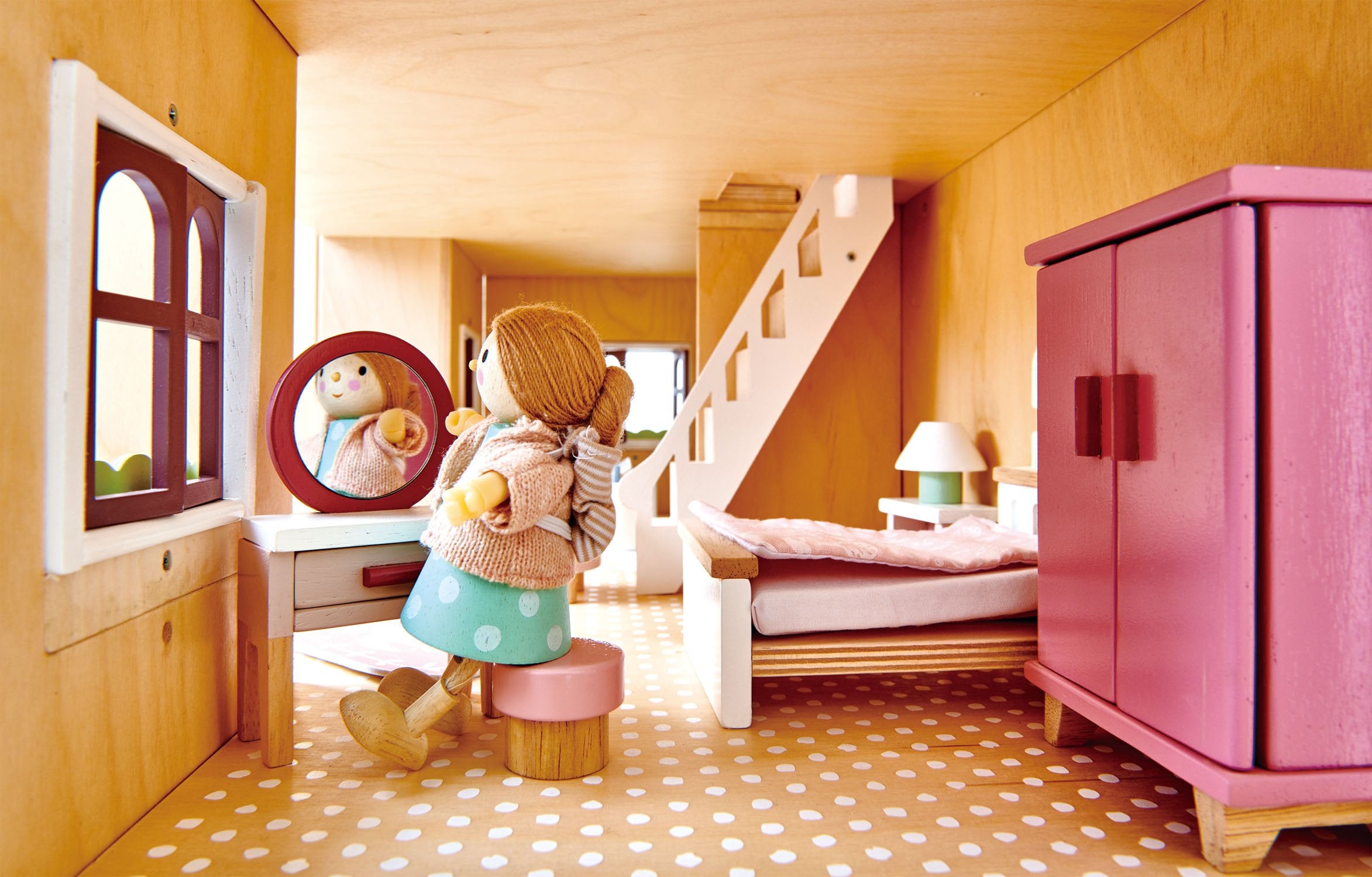 Mrs. Goodwood and the Baby Wooden Figure Set In The Home