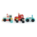 ABC Emergency Wooden Vehicles Set Side View