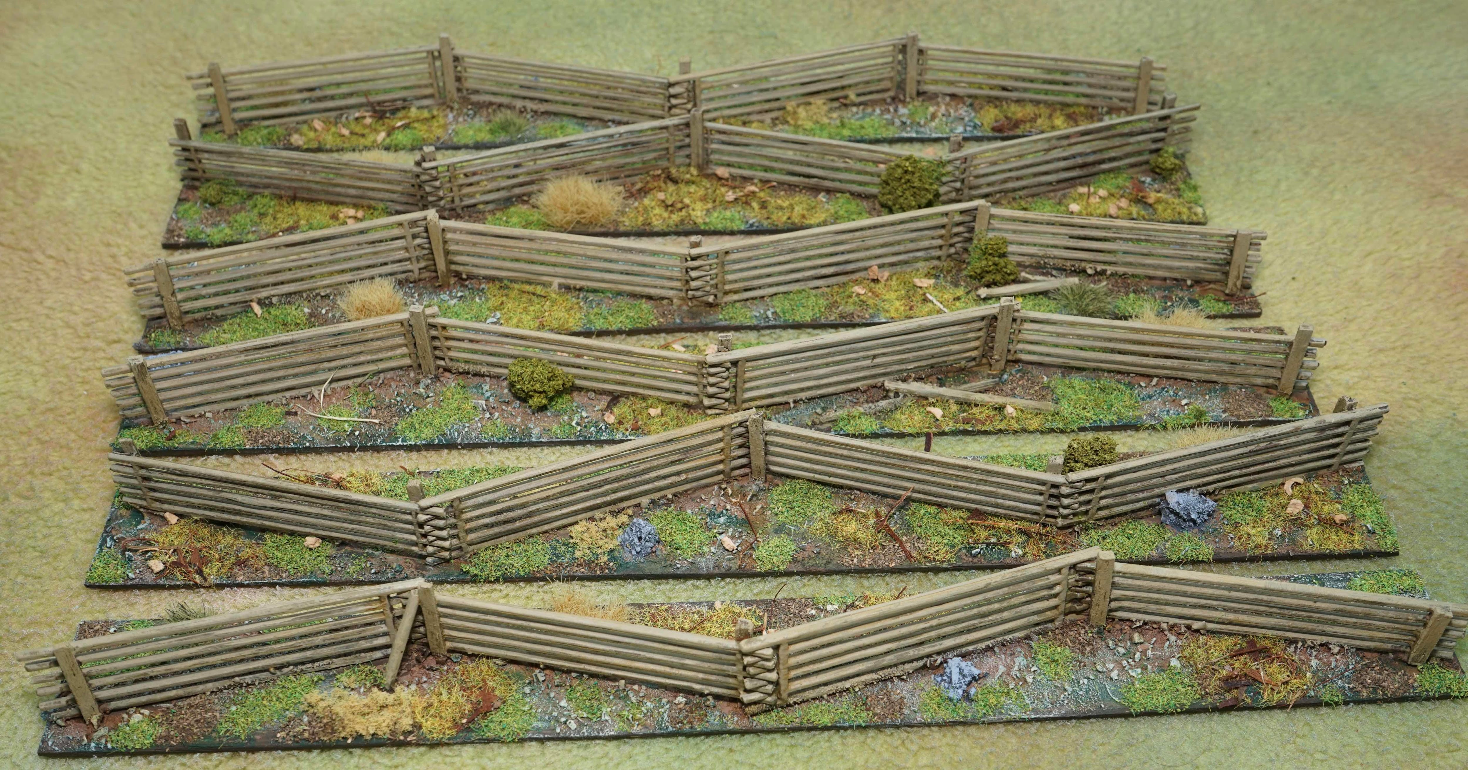 Worm Fencing 28mm Scale Scenery Painted Example