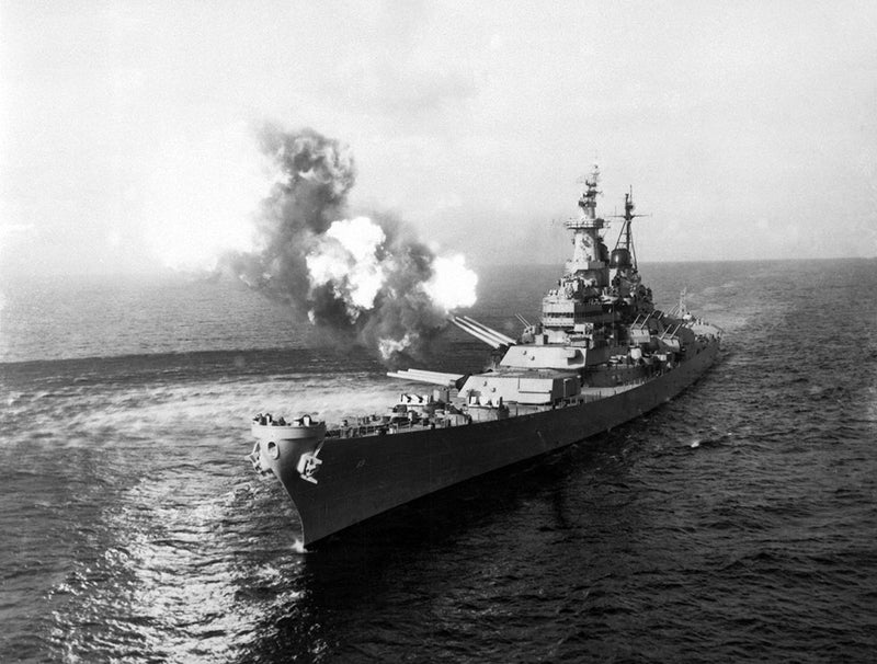 USS Missouri Firing Guns During Korean War