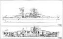 USS West Virginia BB-48 1930's Profile Illustration