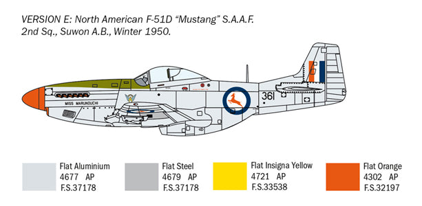North American F-51D Korean War, 1/72 Scale Plastic Model Kit SAAF Livery